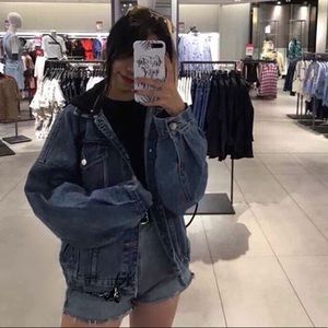 Zara TRF Hooded Oversized Denim Jacket